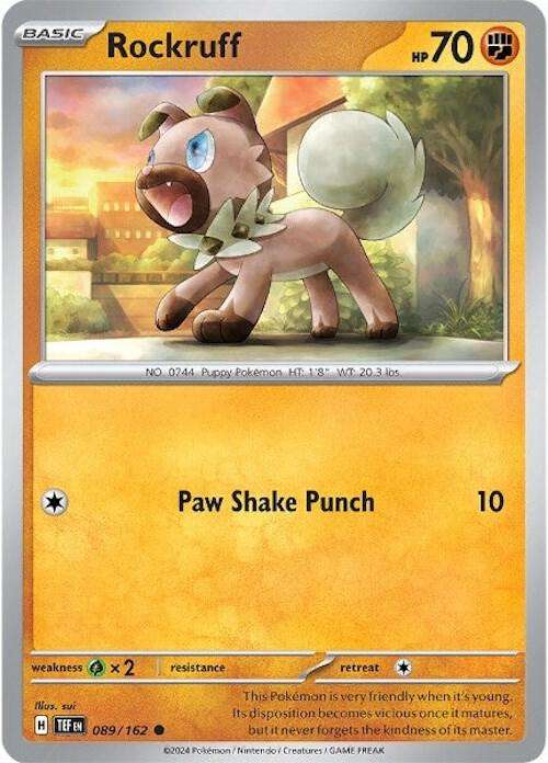 Pokemon Card - Rockruff 089/162 - Common - Temporal Forces NM