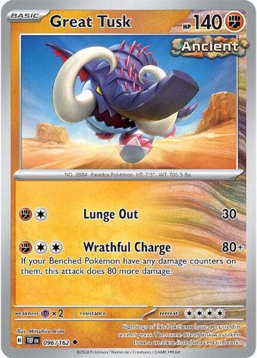 Pokemon Card - Great Tusk 096/162 - Uncommon - Temporal Forces NM