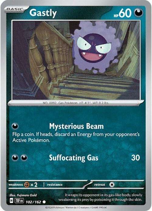 Pokemon Card - Gastly 102/162 - Common - Temporal Forces NM