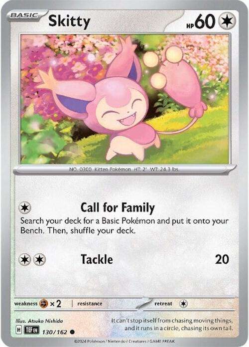 Pokemon Card - Skitty 130/162 - Common - Temporal Forces NM