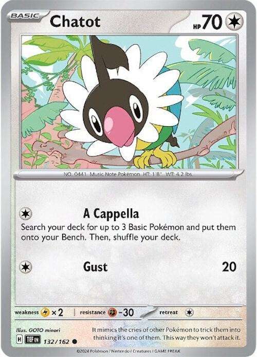 Pokemon Card - Chatot 132/162 - Common - Temporal Forces NM