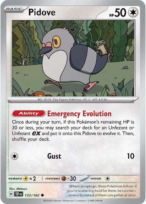 Pokemon Card - Pidove 133/162 - Common - Temporal Forces NM