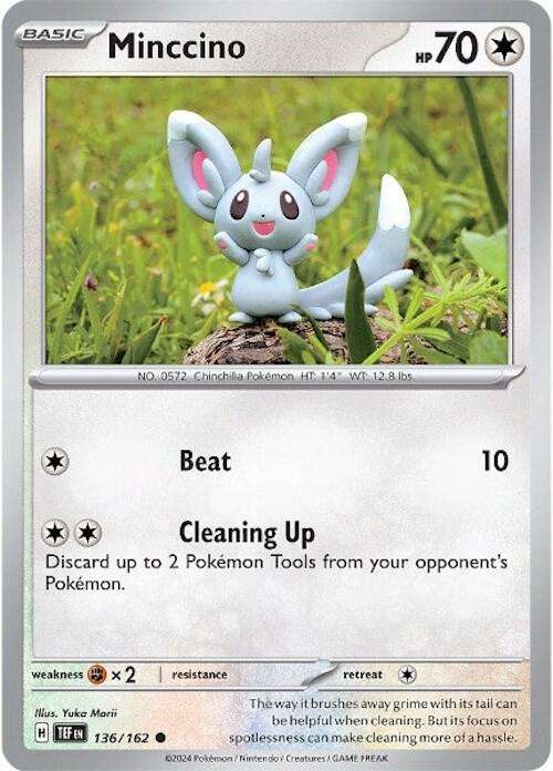 Pokemon Card - Minccino 136/162 - Common - Temporal Forces NM