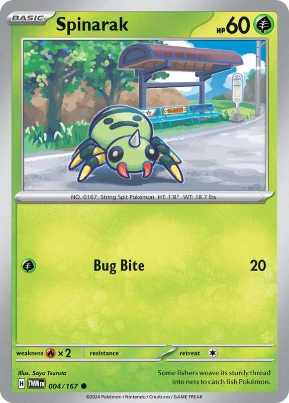 Pokemon Cards - Spinarak 004/167 - Common - Twighlight Masquerade (NM)