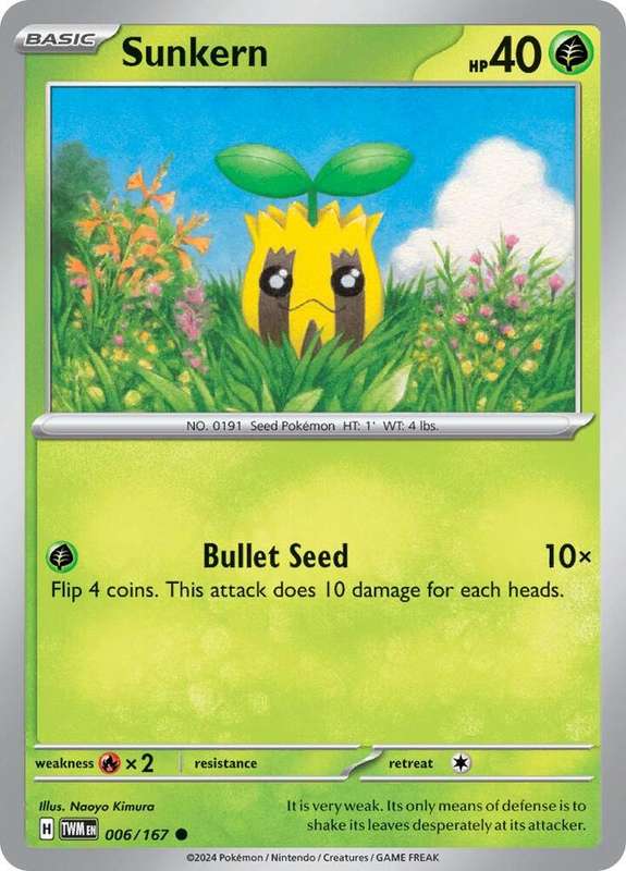 Pokemon Cards - Sunkern 006/167 - Common - Twighlight Masquerade (NM)