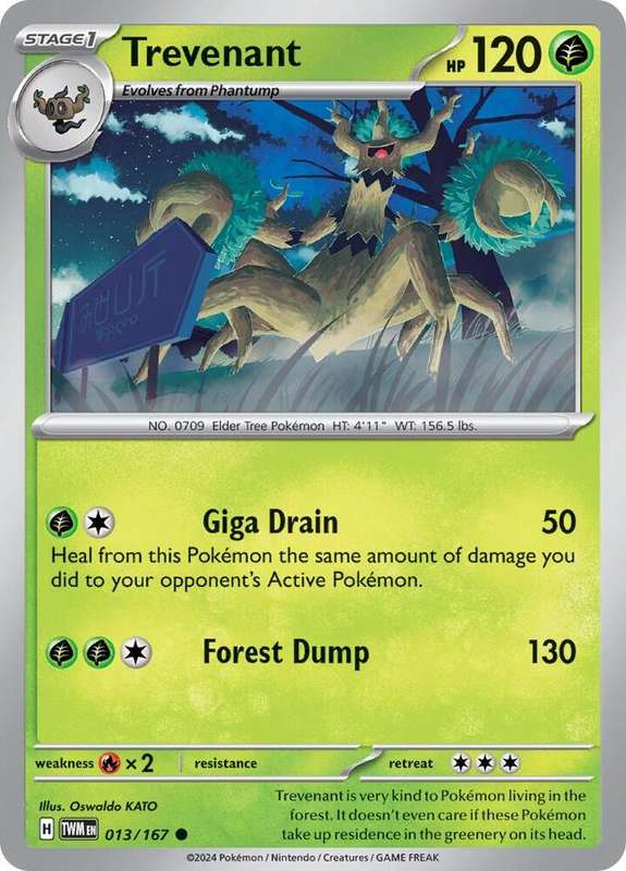 Pokemon Cards - Trevenant 013/167 - Common - Twighlight Masquerade (NM)