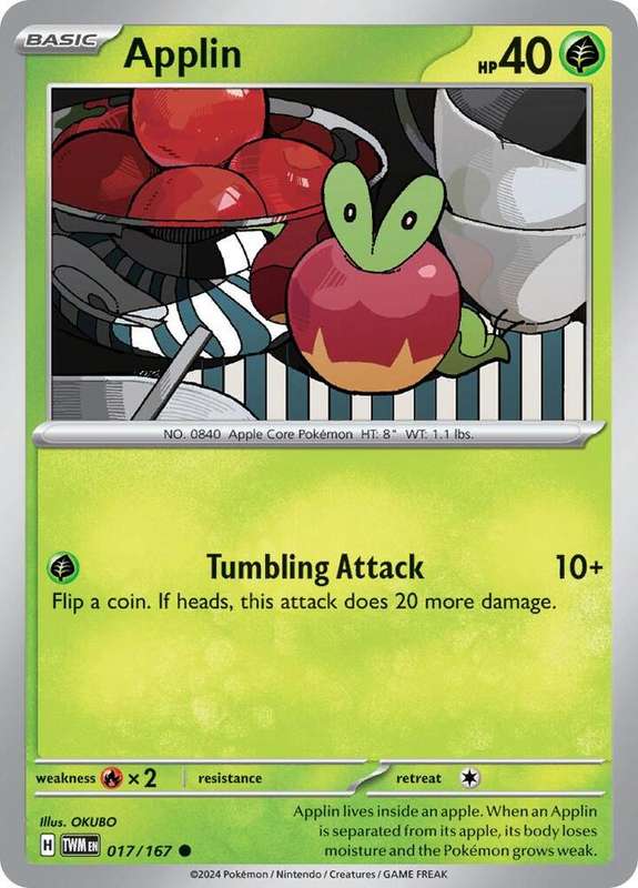 Pokemon Cards - Applin 017/167 - Common - Twighlight Masquerade (NM)