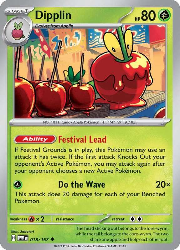 Pokemon Cards - Dipplin 018/167 - Uncommon - Twighlight Masquerade (NM)