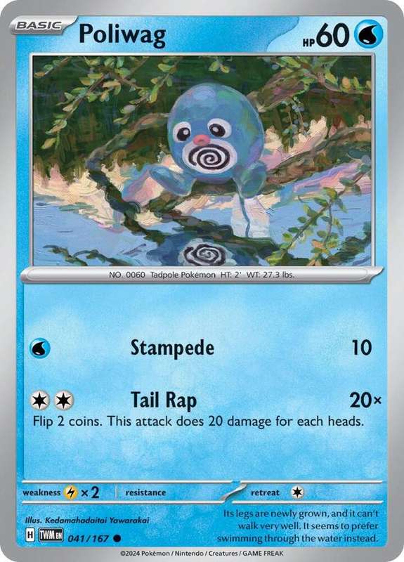 Pokemon Cards - Poliwag 041/167 - Common - Twighlight Masquerade (NM)