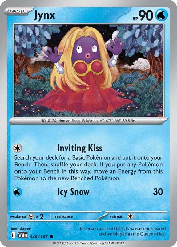 Pokemon Cards - Jynx 046/167 - Common - Twighlight Masquerade (NM)