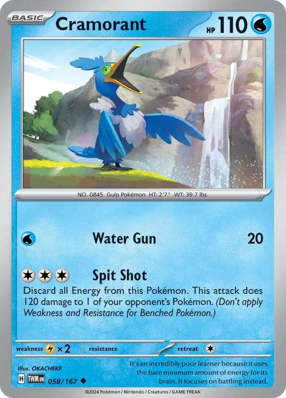 Pokemon Cards - Cramorant 058/167 - Uncommon - Twighlight Masquerade (NM)