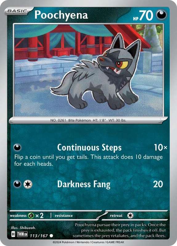 Pokemon Cards - Poochyena 113/167 - Common - Twighlight Masquerade (NM)