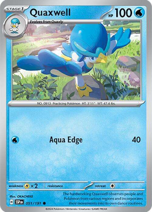 Pokemon Card - Quaxwell 051/191 - Common - Surging Sparks  NM