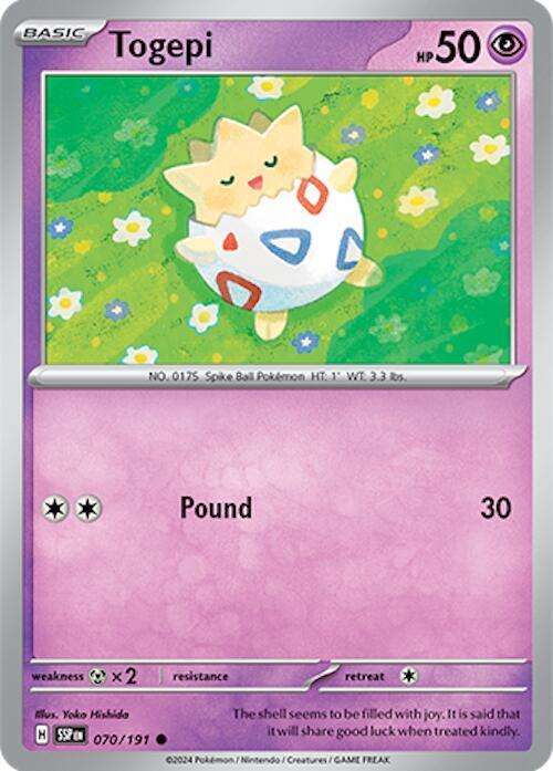 Pokemon Card - Togepi 070/191- Common - Surging Sparks NM