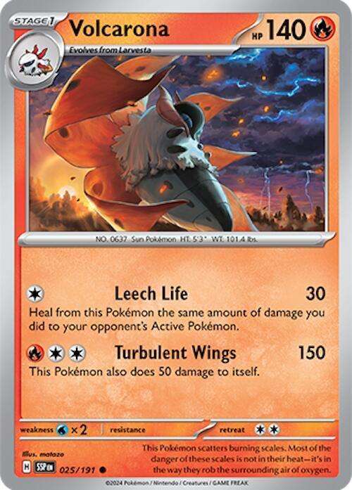 Pokemon Card - Volcarona 025/191- Common - Surging Sparks NM