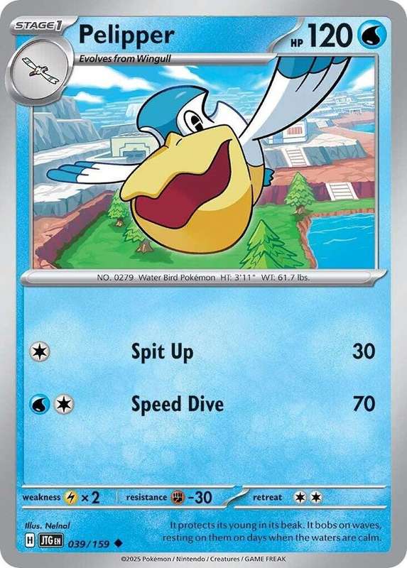 Pokemon Card - Pelipper 039/159 - Uncommon - Journey Together - NM
