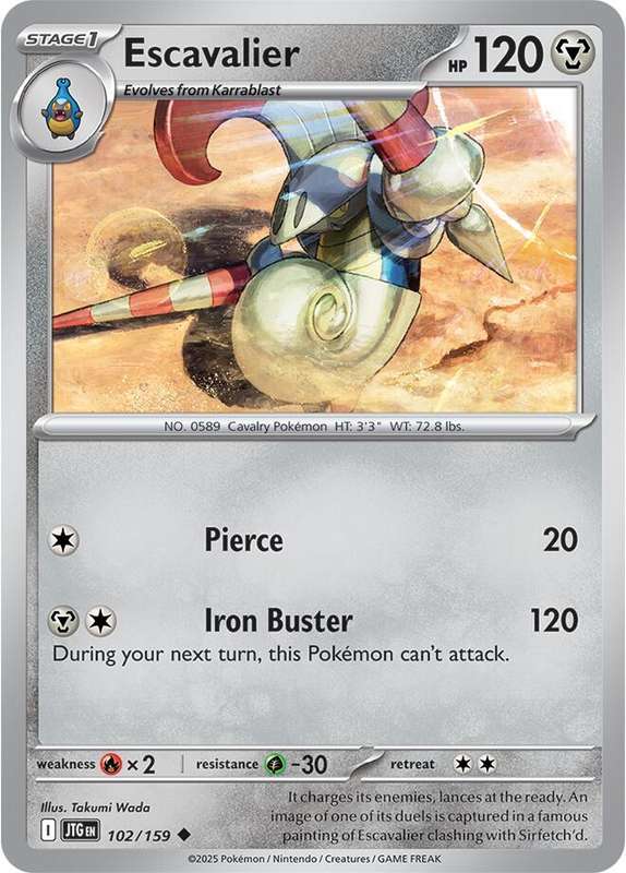 Pokemon Card - Escavalier 102/159 - Uncommon - Journey Together - NM