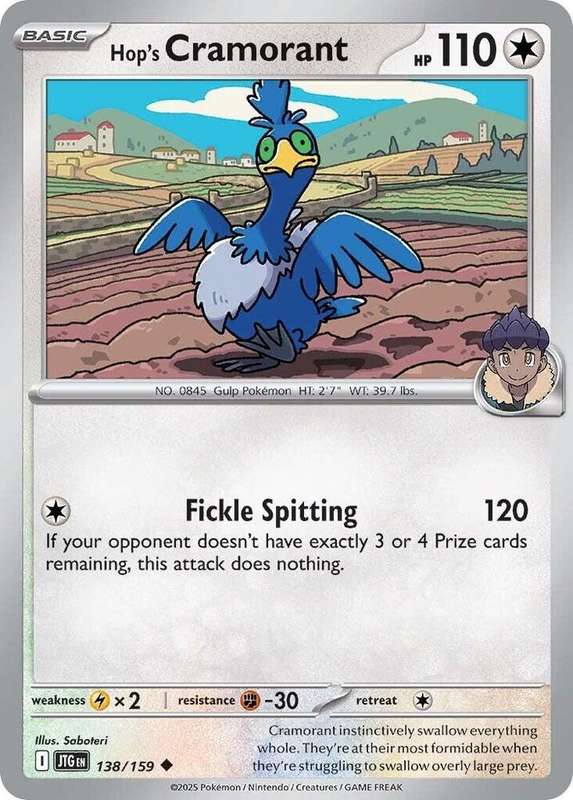Pokemon Card - Hop's Cramorant 138/159 - Uncommon - Journey Together - NM