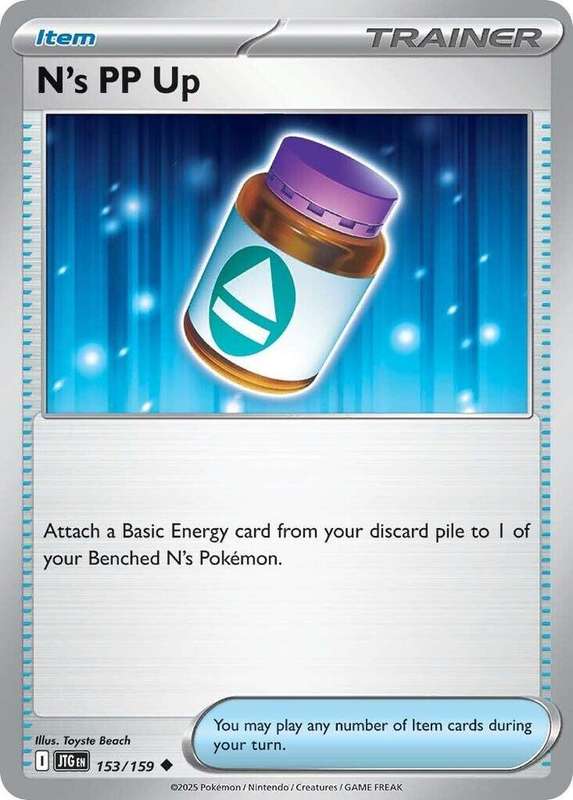 Pokemon Card - N's PP Up 153/159 - Uncommon Item Trainer - Journey Together - NM