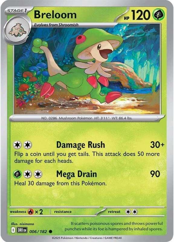 Pokemon Card - Breloom 006/182 - Common - Destined Rivals - NM