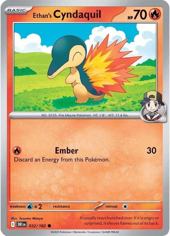 Pokemon Card - Ethan's Cyndaquil 032/182 - Common - Destined Rivals - NM