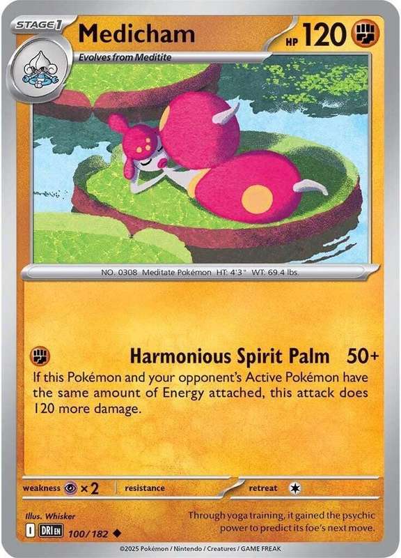Pokemon Card - Medicham 100/182 - Uncommon - Destined Rivals - NM