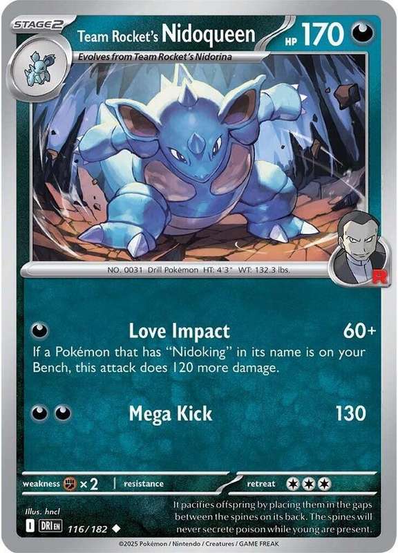 Pokemon Card - Team Rocket's Nidoqueen 116/182 - Uncommon - Destined Rivals - NM