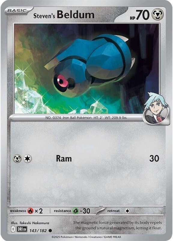 Pokemon Card - Steven's Beldum 143/182 - Common - Destined Rivals - NM