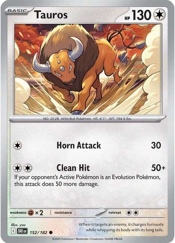 Pokemon Card - Tauros 152/182 - Common - Destined Rivals - NM
