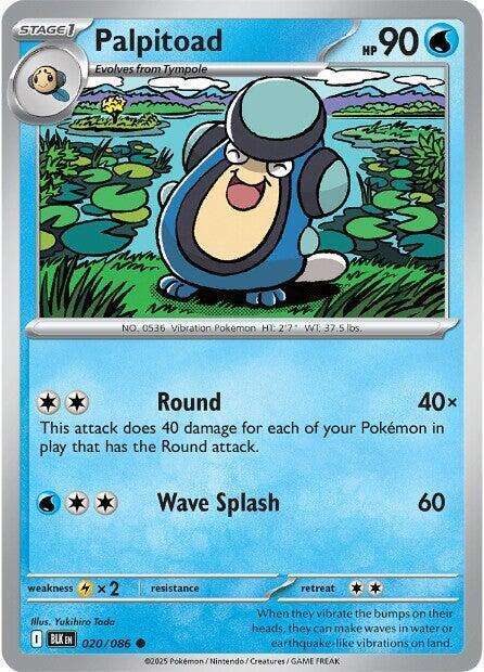 Pokemon Cards - Palpitoad 020/086 - Common - Black Bolt - NM