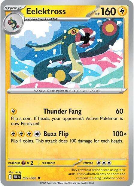 Pokemon Cards - Eelektross 032/086 - Uncommon - Black Bolt - NM