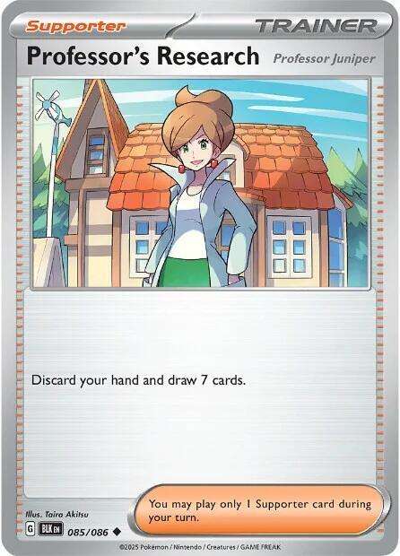 Pokemon Cards - Professor's Research 085/086 - Supporter Trainer - Black Bolt - NM