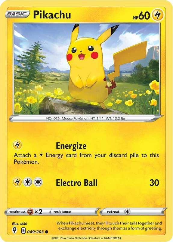 Pokemon Cards - Pikachu 049/203 - Common - Evolving Skies NM
