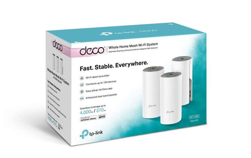 Tp-Link Deco E4 3 Pack AC1200 Whole Home Wifi System 2 x 10/100 Lan