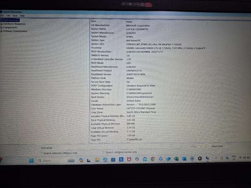 Lenovo Ideapad 3 Intel Celeron 256GB SSD Samsung
