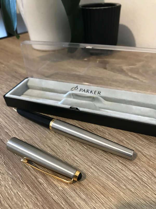 Parker 45 Flighter Cabochon Fountain Pen  Stainless Steel with Gold Trim