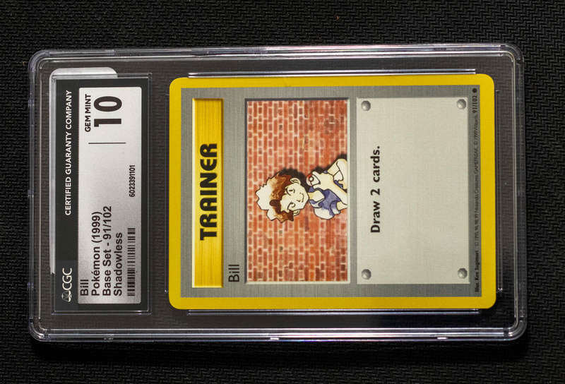 CGC 10 GEM MINT  Bill Trainer  Shadowless Pokémon Base Set 1999  91/102