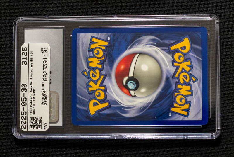 CGC 10 GEM MINT  Bill Trainer  Shadowless Pokémon Base Set 1999  91/102