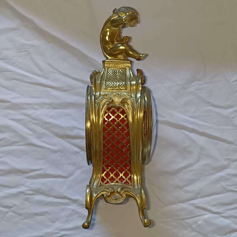 Antique Mantel Clock French Louis XV Style Brass and Gilt
