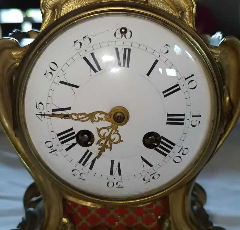 Antique Mantel Clock French Louis XV Style Brass and Gilt