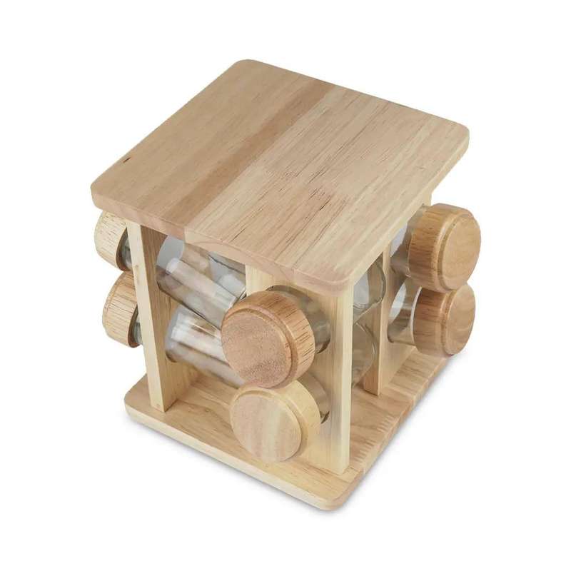 Glass Spices Set 8Pieces With Wooden Stand