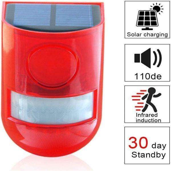 2 Pieces Solar Alarm Outdoor PIR Motion Sensor Lamp