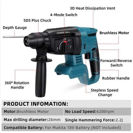 48V Cordless 3-In-1 Brushless SDS Hammer Drill