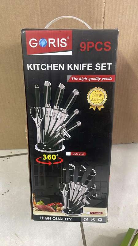 New GORIS 9-Piece Kitchen Knife Set with 360° Rotating Stand  Liquidation Auction