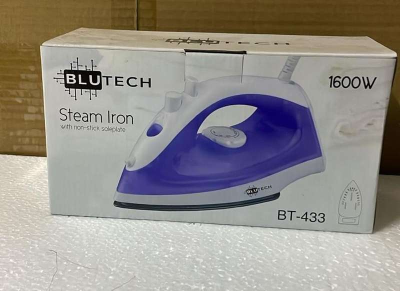 New Blutech BT-433 Steam Iron 1600W with Non-Stick Soleplate - Liquidation Auction