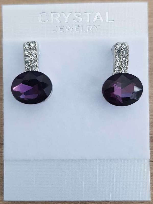 Purple Austrain crystal  Necklace & Earrings Jewelry Set