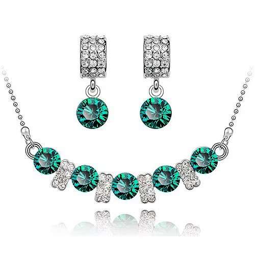 Emerald Green Austrain crystal  Necklace & Earrings Jewelry Set