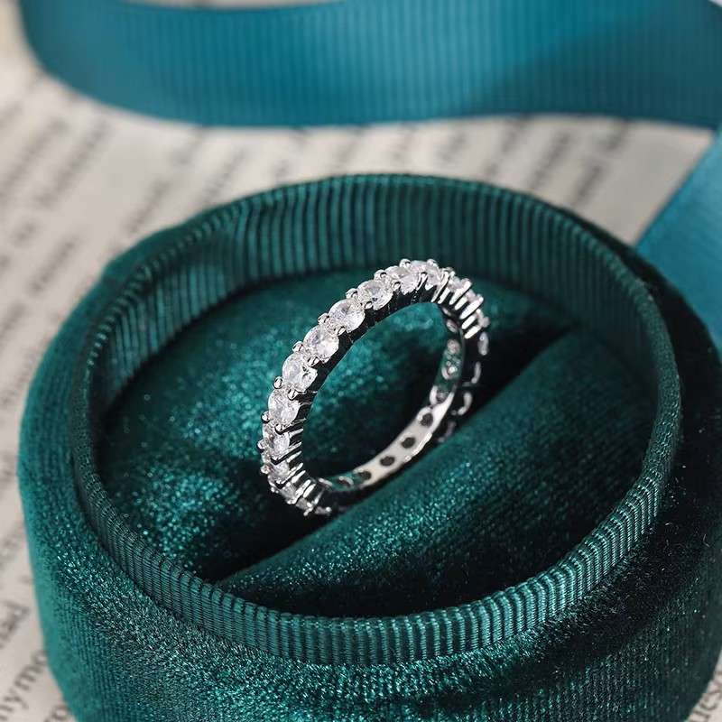 Geometric Circular Zircon Ring S925 Sterling Silver