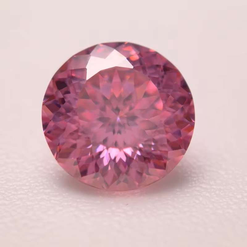 Moissanite 1ct Pink 100Facetted Round Cut **GRA Certified **BRILLIANT CUT