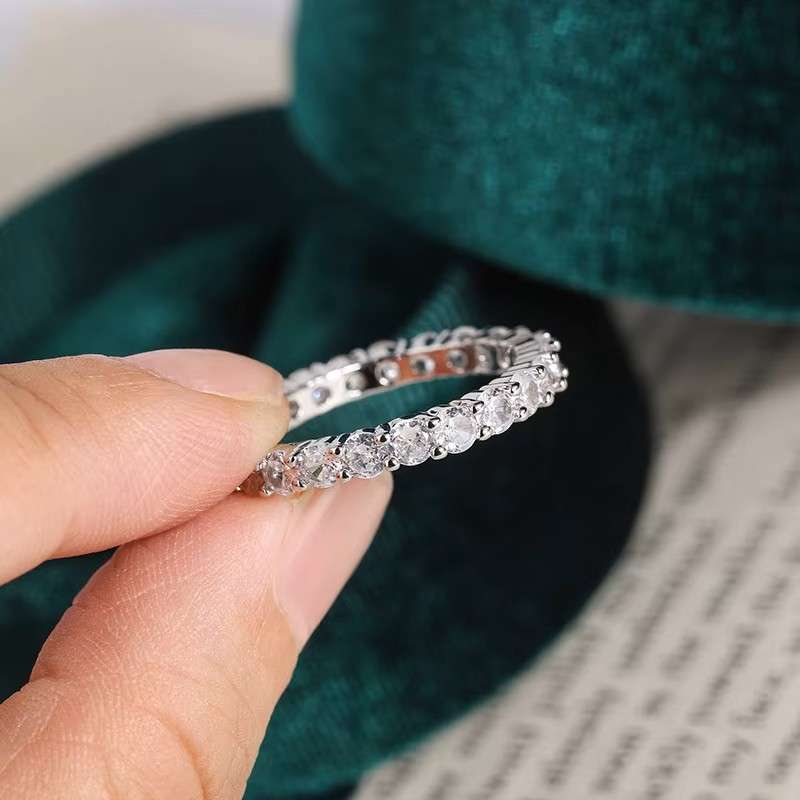 Geometric Circular Zircon Ring S925 Sterling Silver